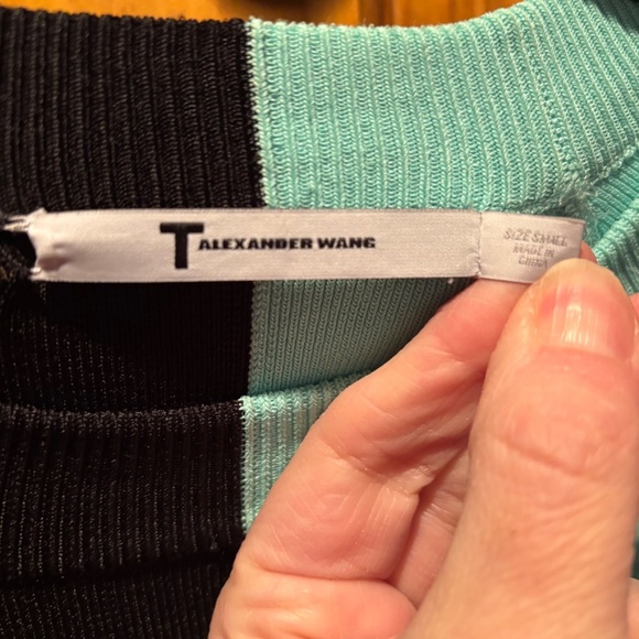 T by Alexander Wang Short Sleeve Dress Black Turquoise Small - Picture 4 of 7